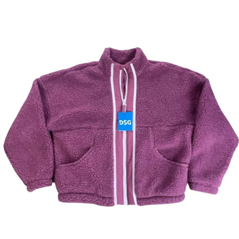 DSG Girls Purple Fuzzy Fleece Full Zip Jacket L (14) NWT WINTER GEAR‎ COAT